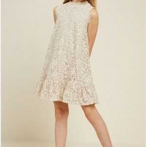 Lace Ruffle Hem Swing Dress